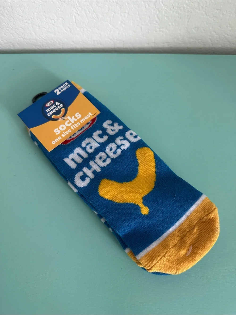 Odd Sox-Kraft Mac&Cheese-2 pack of a novelty ankle socks-new-originally packed
